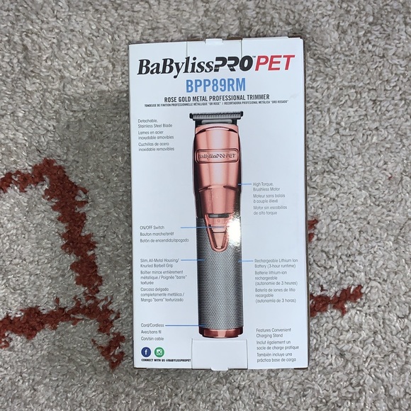 NWT- BaBylissPRO Pet- BPP89RM- Rose Gold Metal Professional Trimmer - Picture 3 of 16